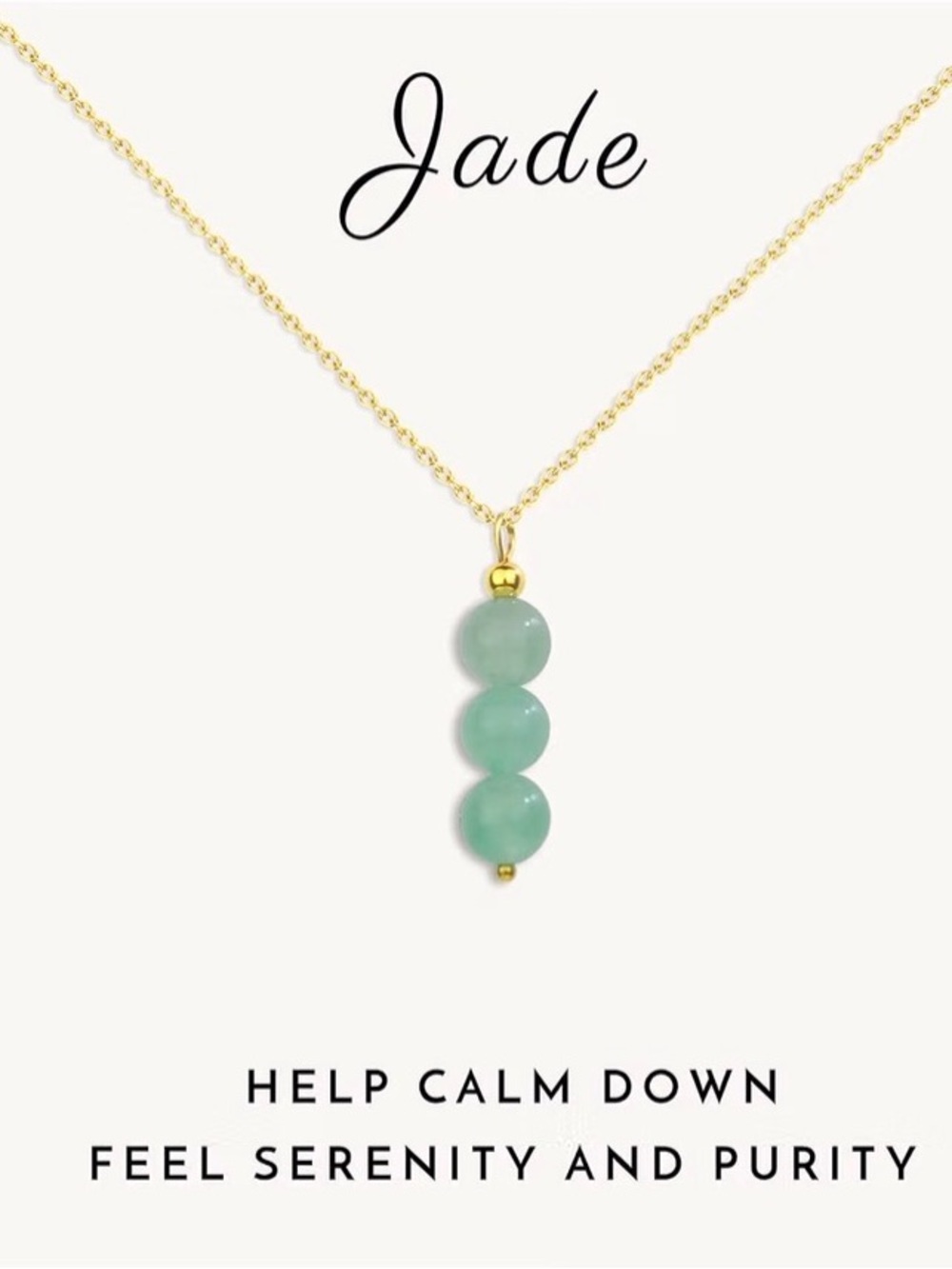 Jade Bead Pendant Necklace in Green - Gold Chain